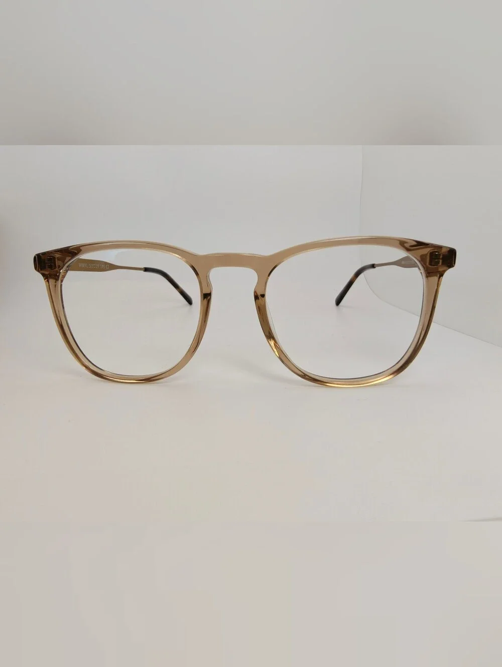 Vinyl. Transparent Brown Round Optical Glasses - Classic Clear Frame